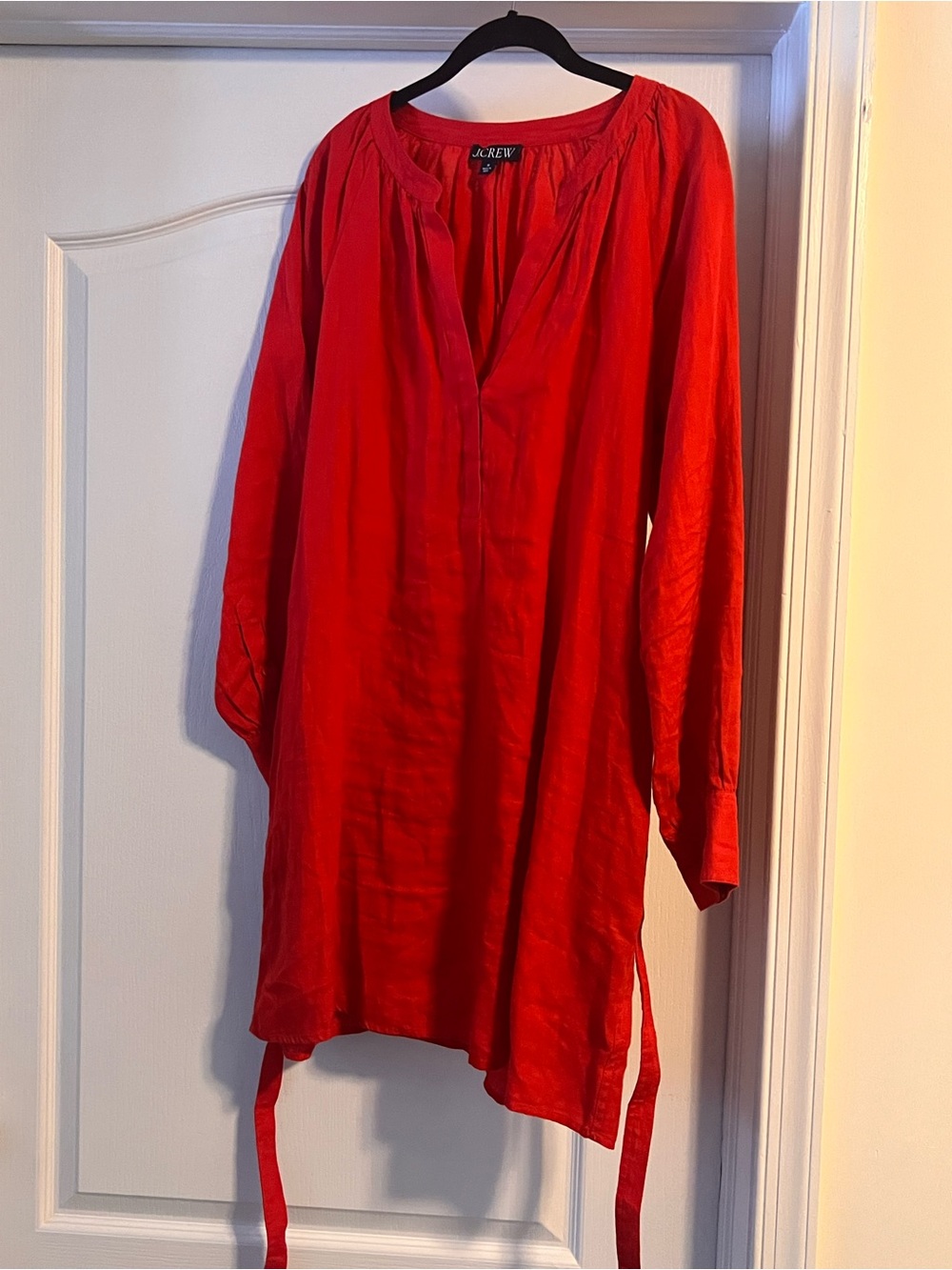 J. Crew Red Long-Sleeve Casual Button-Down Tunic
